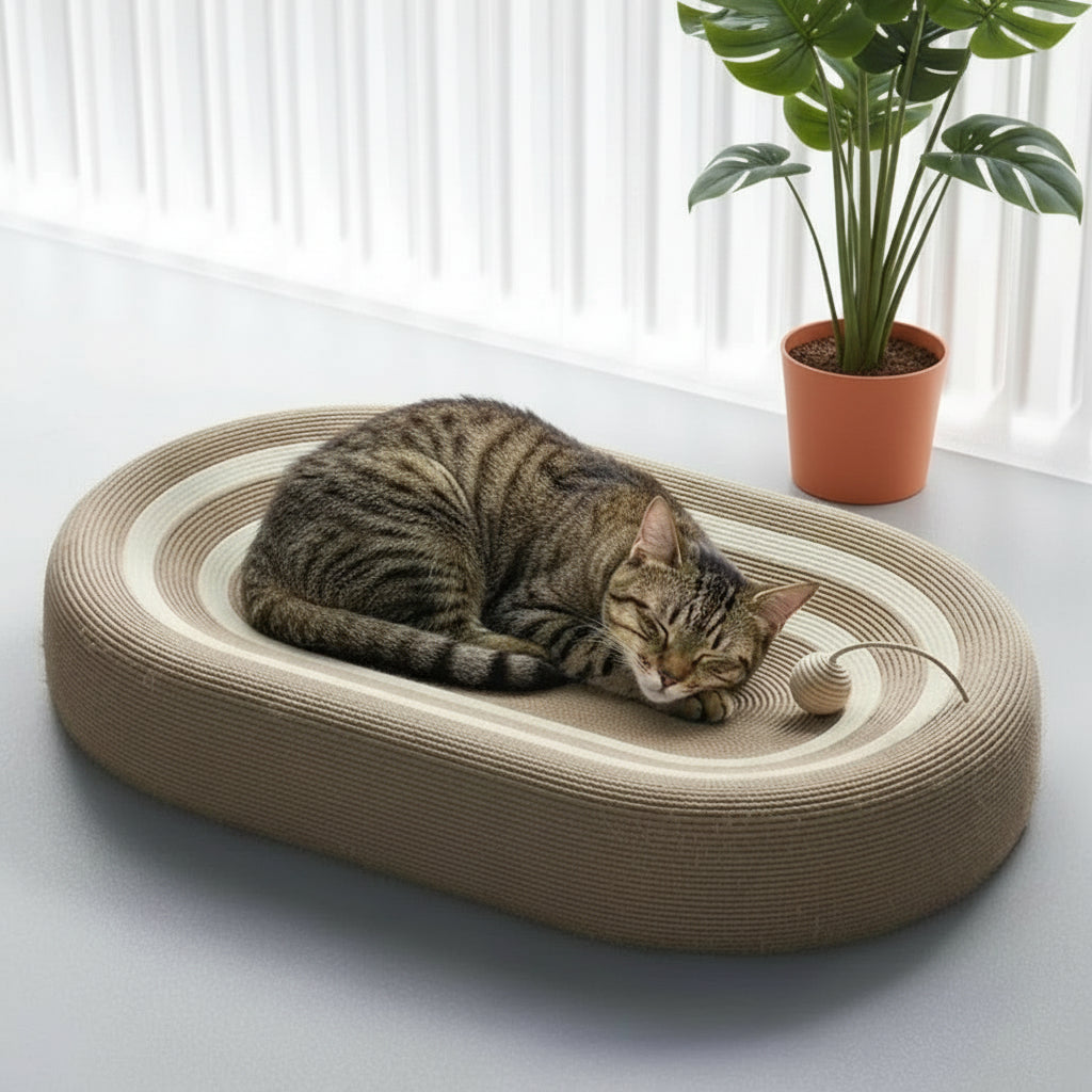 Handmade Oversized Sisal Cat Scratch Nest – 65CM Oval Lounge Bed