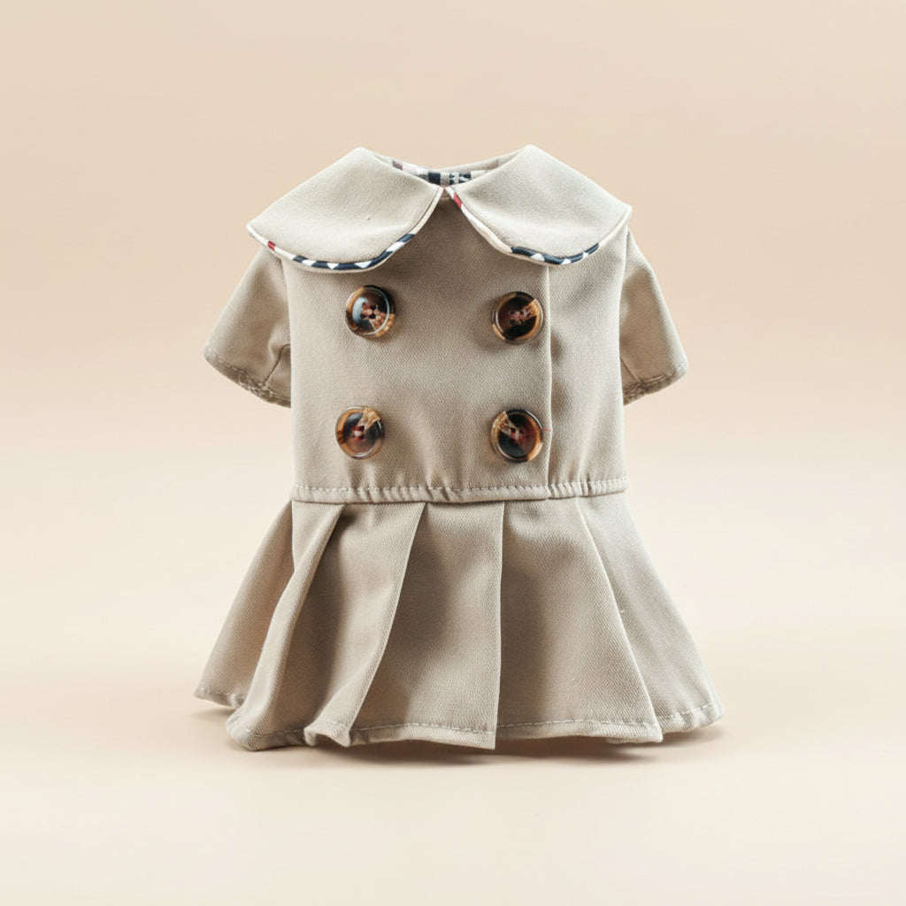 Khaki Trench Coat, Dress or Button Shirt with Optional Base Layer