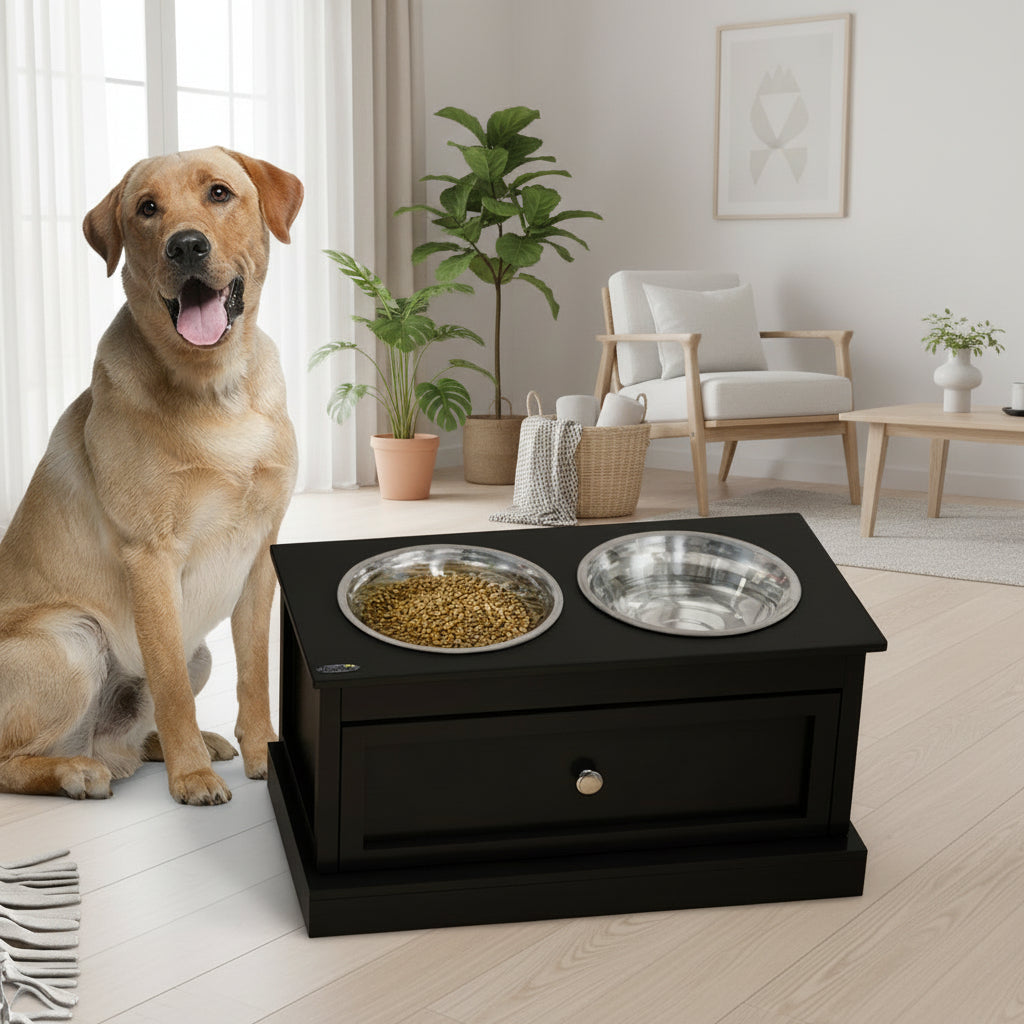 Elevated Dog Feeder with Storage Drawer — 11L Capacity