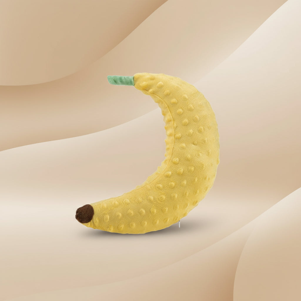 Mini Plush Pet Pillow — Banana, Moon & Eggplant Design