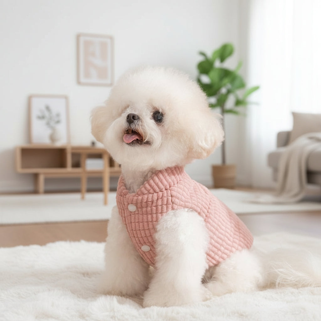 Pink Textured Corduroy Pet Vest