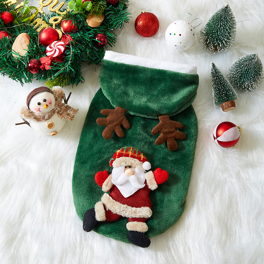 Holiday Plush Pet Coat | Christmas Dog & Cat Outfit