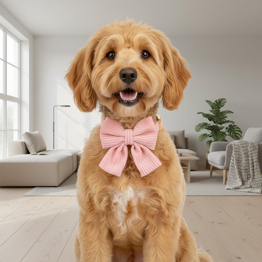 Soft Corduroy Bow Harness & Leash Set