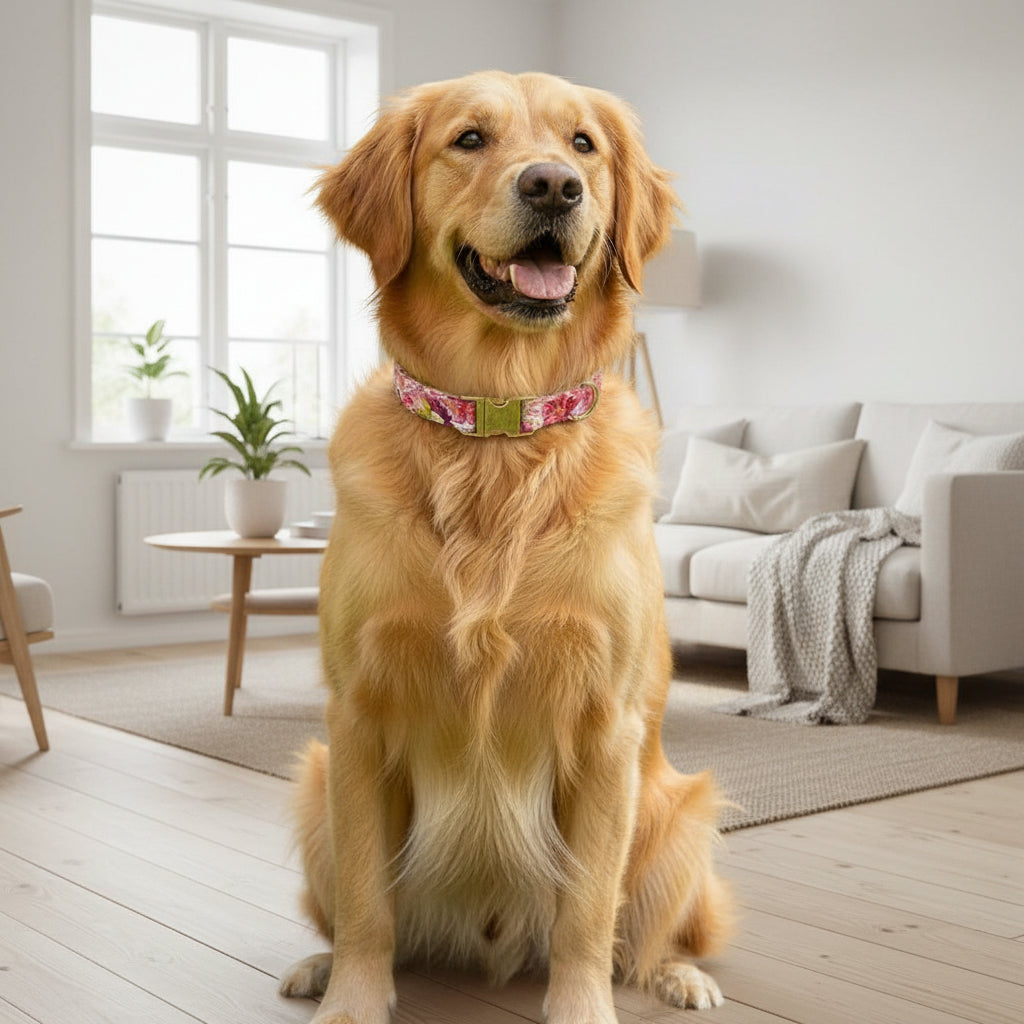 Pet Lettering Collar Metal Floral Collar Hand Holding Rope Medium Large Dog Leash