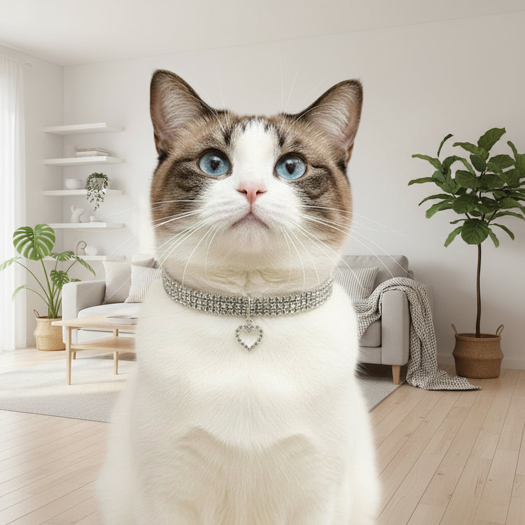 Three-row Stretch Pet Rhinestone Necklace Cat Dog Collar